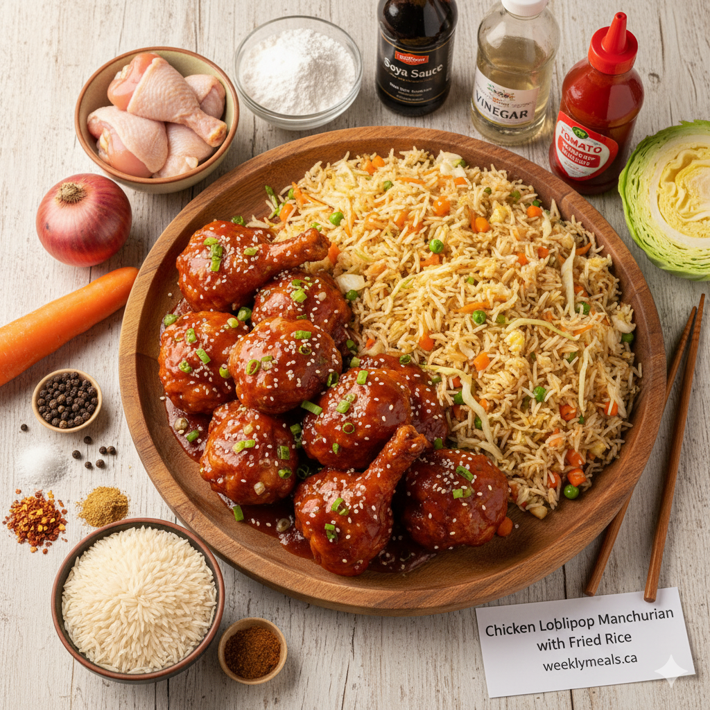 Chicken Lollipop Manchurian with Fried Rice