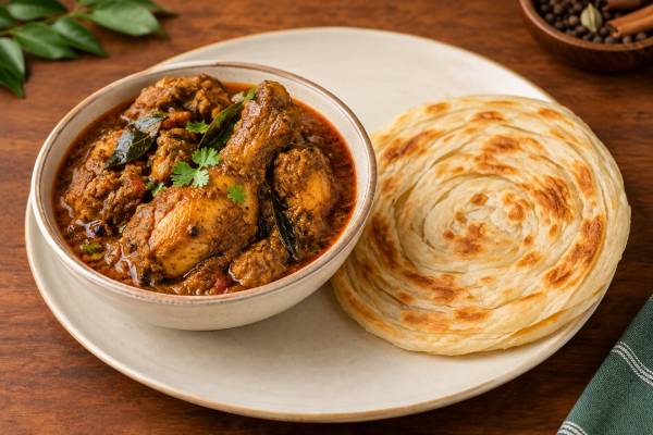 Chettinad Chicken Curry with Parota 1 pc