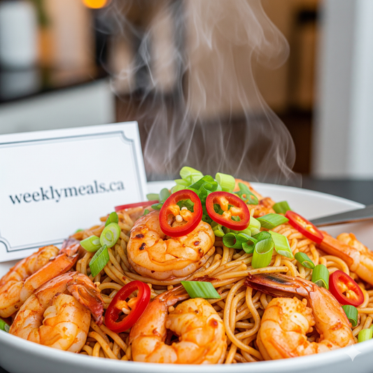 Chili garlic Prawn with noodles