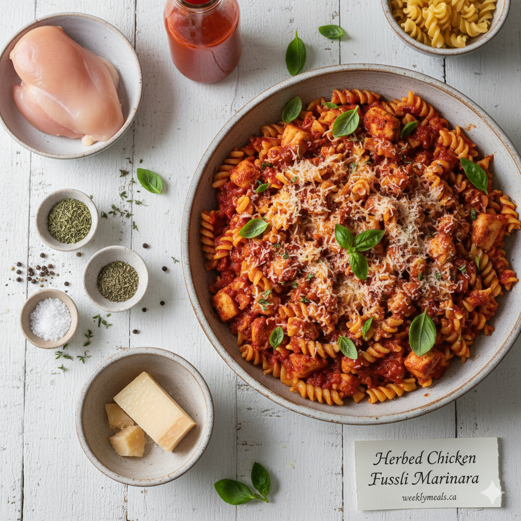 Herbed Chicken Fusilli Marinara