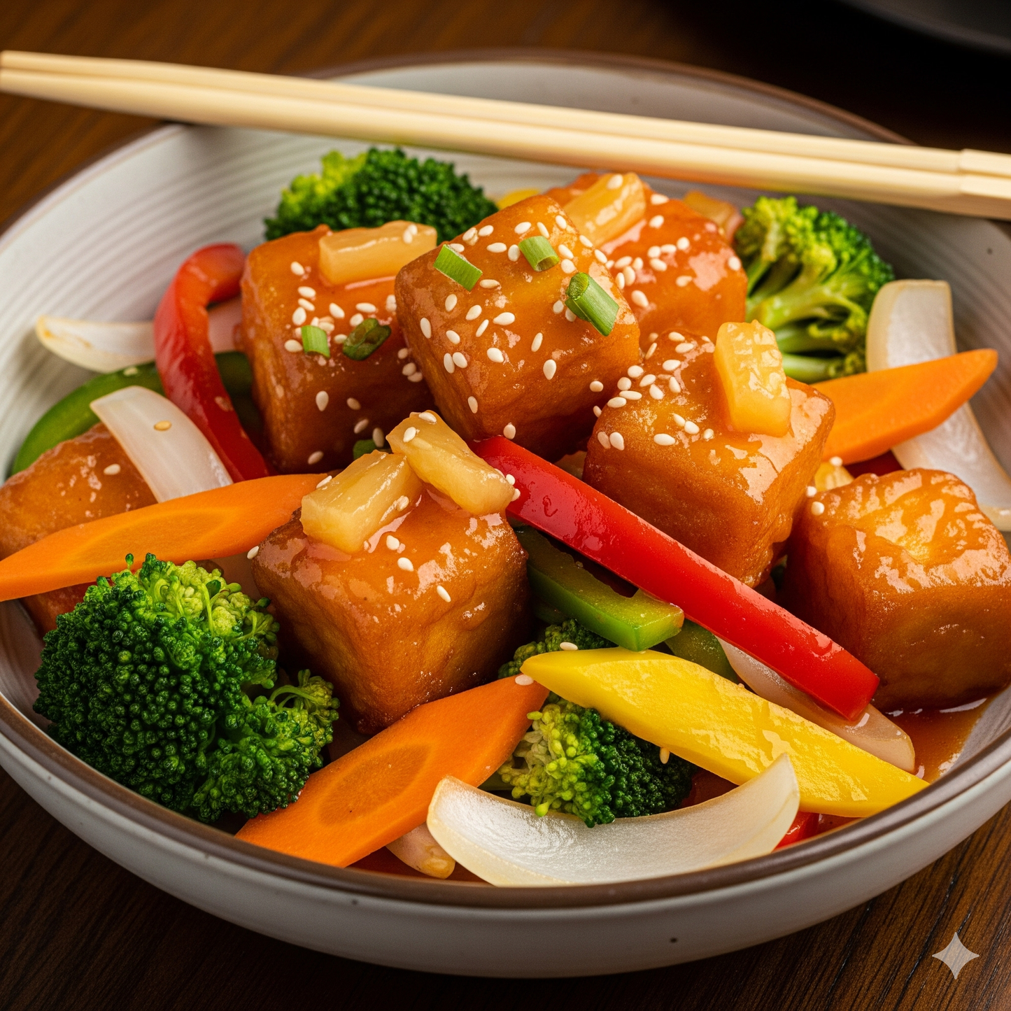 Sweet and sour Tofu with veggies