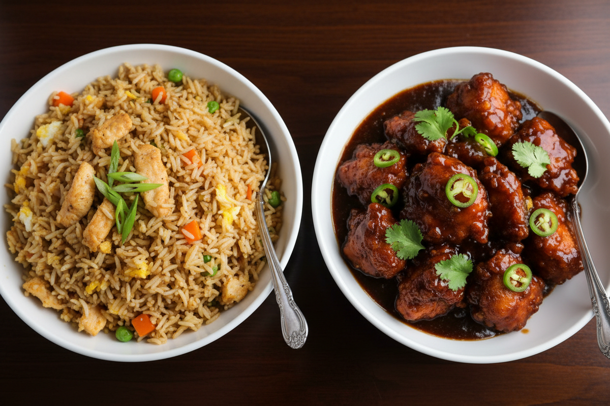Chicken Fried Rice + Chicken Manchurian