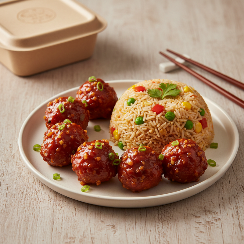 Chicken Lollipop Manchurian with Fried Rice
