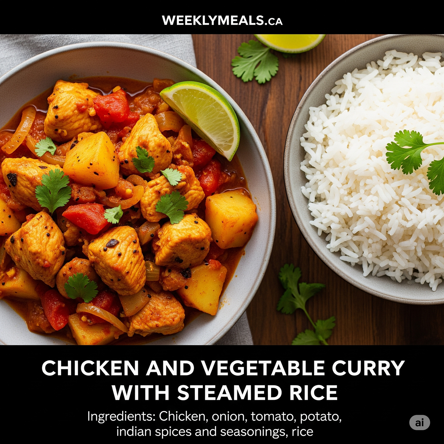 Chicken and Vegetable curry with steamed rice