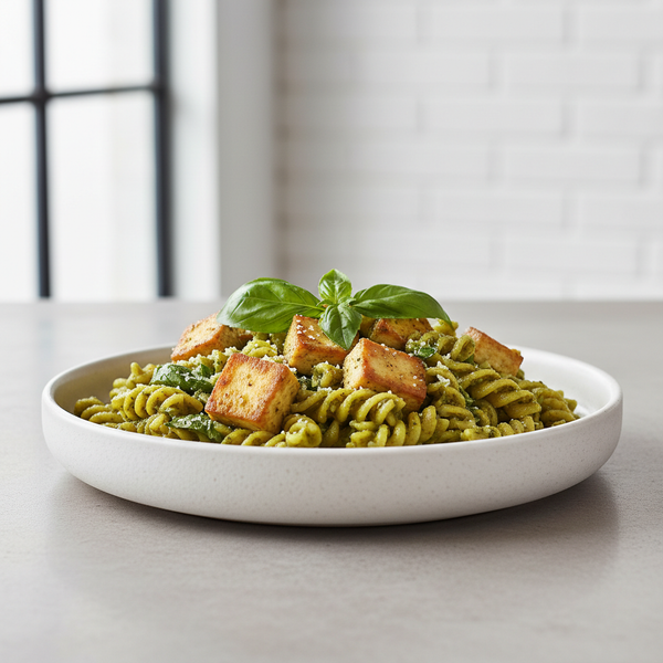 Creamy Pesto Tofu Pasta